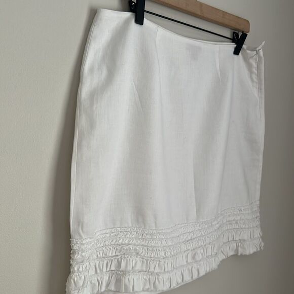 Tommy Bahama Two Palms Ruffle Linen Skirt White Size 10 - Picture 4 of 10